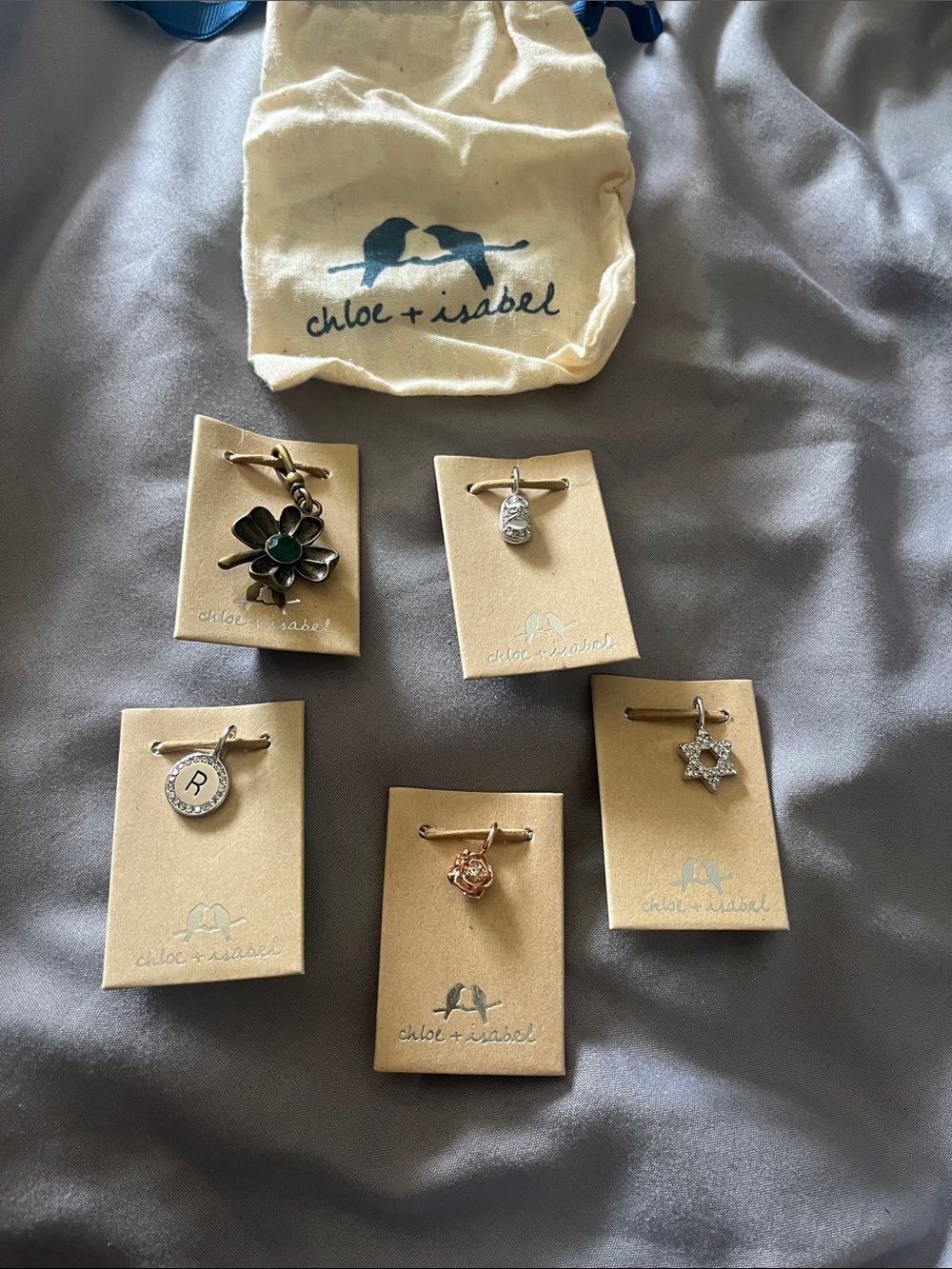 Chloe + Isabel Green Flower & Mixed Metal Charm Set